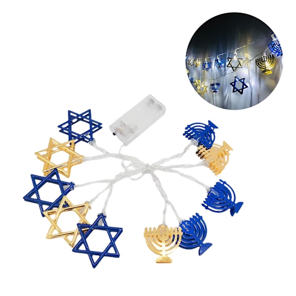 2024 LED Hanukkah-lyssnor Hexagonal Star Fairy Light 3 meter 20 LED Dekorasjonslys