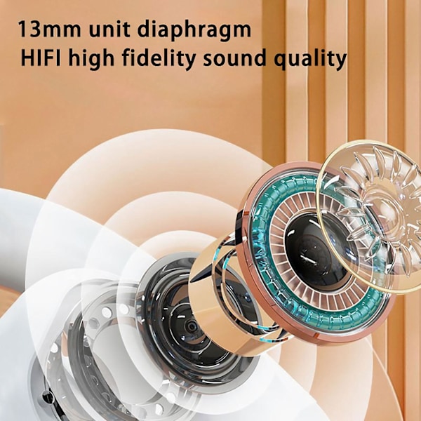 Bluetooth-hodetelefoner Berører LED Digital Display Skjerm 5.3 Bluetooth Chip HIFI Stereo Surround Sound Intelligent Noise Reduction Low Latency