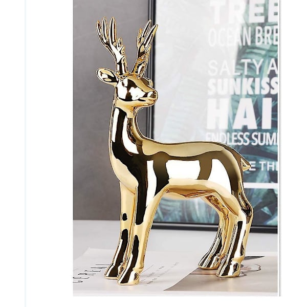 Hjortfigur Hjort Galvanisering Modern Polerad Guld Hjort Staty Skulptur