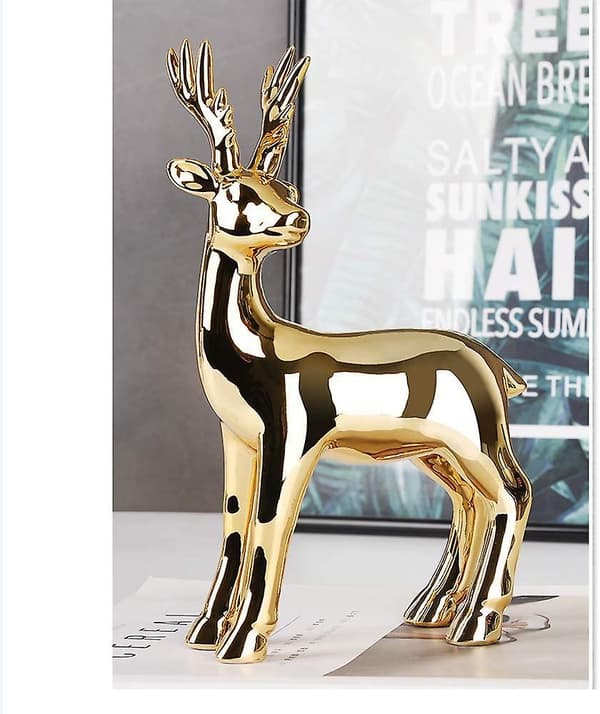 Hjortfigur Hjort Galvanisering Modern Polerad Guld Hjortstaty Skulptur
