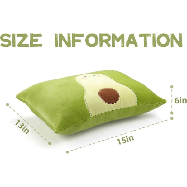 Plush Avocado Kudde med Fyllning Ingår - Söt Avocado Dekorativ Kudde för Hem, Sovrum, Vardagsrum - Dekorkudde för Säng, Soffa, Bil, Cr