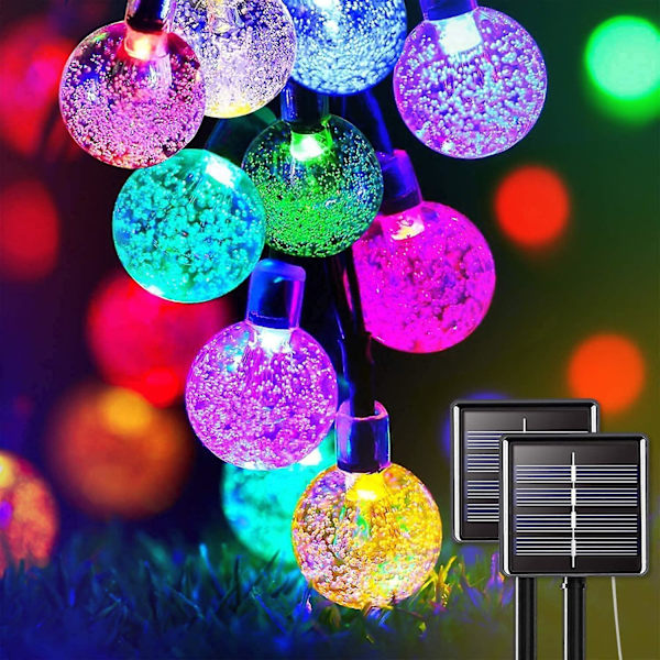 Solcellslingor, ljusslingor 50 LED-kristallkulor IP65 vattentäta, 8 lägen dekorativa