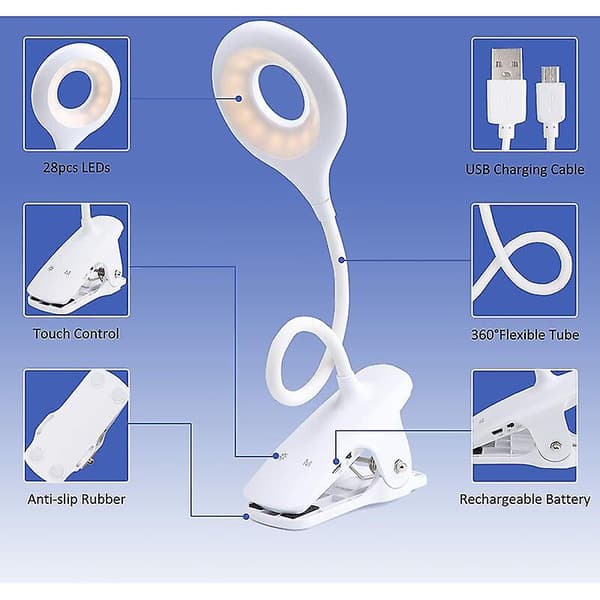 Genopladelig trådløs LED-bordlampe, Healwe 3 farver og 3 dæmpbare