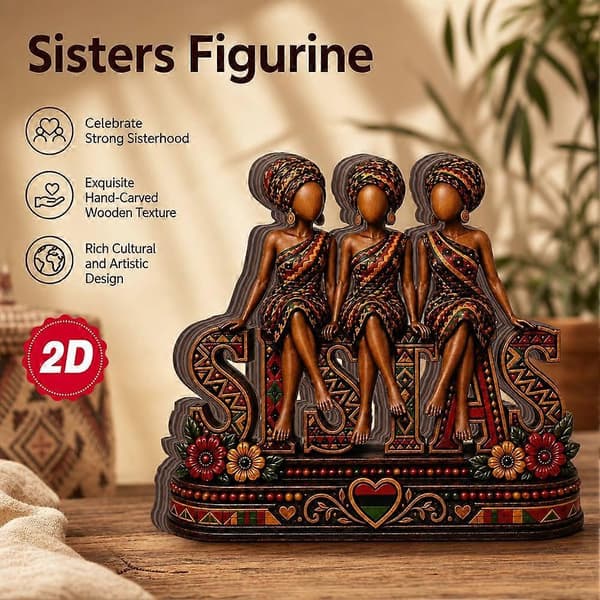Søstre trefigur ornament vennskapsgave solid 15 cm stabil B