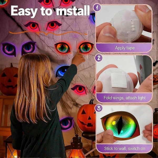 Dekorationskit med läskiga ögon, Ambient Glow, 24-pack för Halloween E