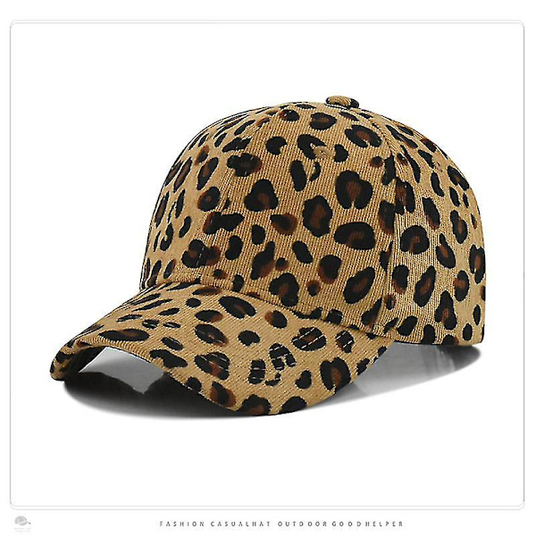 Höst och vinter leopardmönstrad manchester basebollkeps dam retro mode böjd tak duck tunga keps utomhus sport varm hatt（khaki）