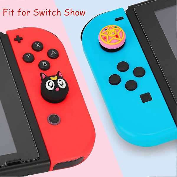 Söta tumgrepp för Nintendo Switch/Lite, Magic Moon Joy-Stick-knappskydd 3D Analog Ergonomisk mössa för NS-kontroll Joy-Cons (Luna