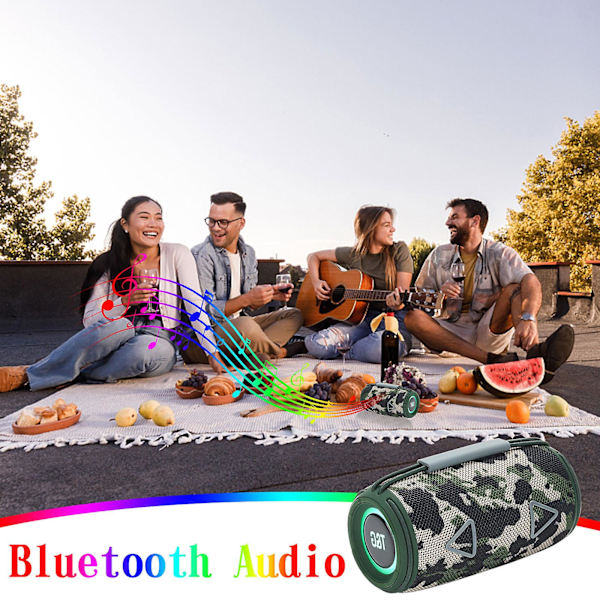 Bluetooth-högtalare utomhus bärbar ridning cylinder färgglatt ljus handhållen subwoofer gåva högtalare utförsäljning（Kamouflage）