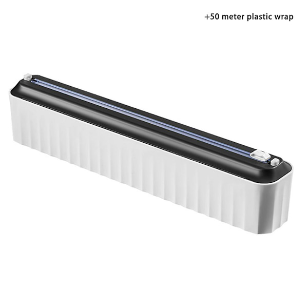 Magnetisk påfyllningsbar plastfolie-skärare Multifunktionell plastfolie-dispenser（med plastfolie，svart）
