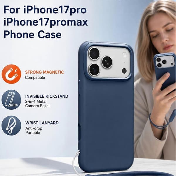 Flydende silikoneetui - Kompatibelt med iPhone 17 Pro Max magnetisk stativrem mountain orange for iPhone 17 pro