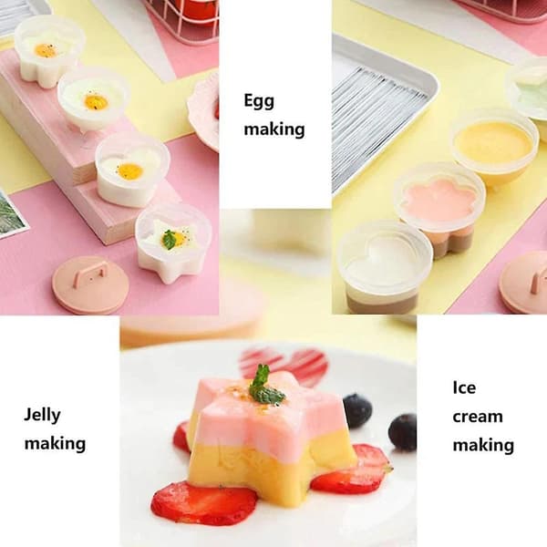Søt kokt eggform med smørebørste Non Stick Steamed Egg Mould for Jellys/Egg Making（Rosa）