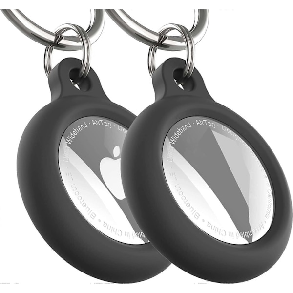 [2-pack] Kompatibel med Apple AirTag Nyckelring, Tillbehör för AirTags-fodral, Upphöjd Kant Skydd för AirTag-hållare med Nyckelring Bärbar Fäst vid Nyckel W