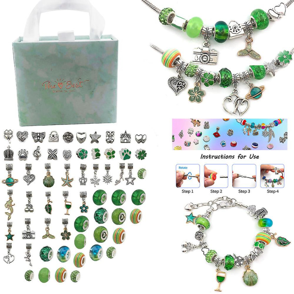 Set 7 färger Hot säljande DIY handgjorda kristallarmband smycken presentsnöre för kvinnor (grön)