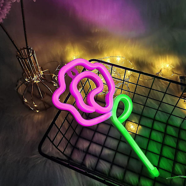 Ruusukukka Neonvalo Led Neon-kyltti Pinkki Neonvalo Paristo/usb-käyttöinen Seinä Neonvalo Neon Yövalo Makuuhuoneen Valo Neon Kukka-kyltti