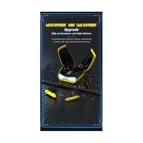 X16Pro Bluetooth 5.2 Øretelefon Gaming Trådløst Headset Vanntett Hodetelefoner Ørepropper In-Ear Ørepropper w（Hvit）