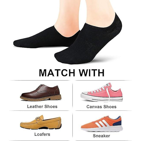 No Show Socks Women Low Socks Non Slip Flat Boat Line 8 Pairs-M/US Shoe Size5-8_svart