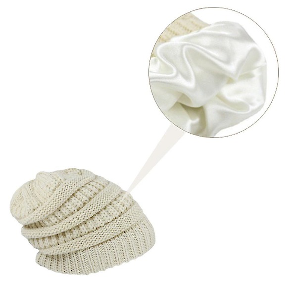 Udendørs efterår og W stribet pullover hat par varm uld strikket hat（Beige）