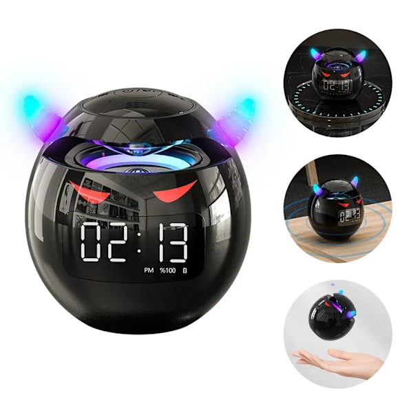 Liten djävul väckarklocka med nattlampa, 2500mAh, HiFi-ljudeffekt, 25mm högtalare