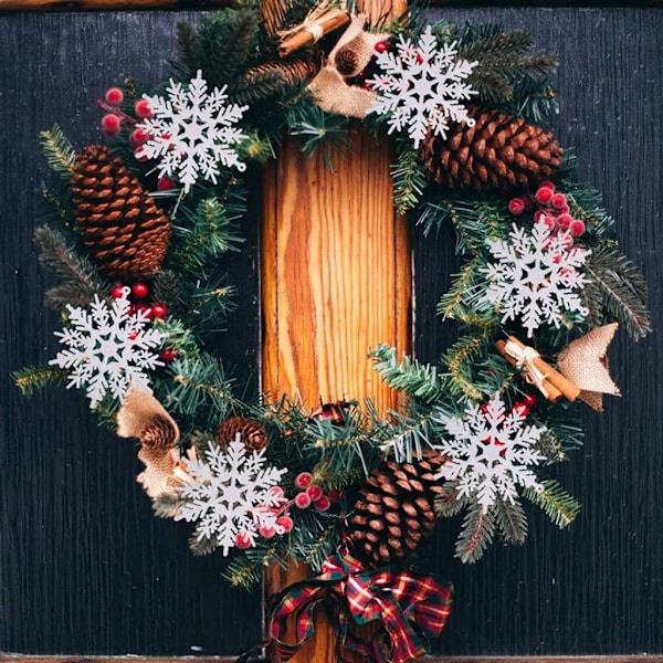12 x Snöflingor Juldekoration för Julgran Glitter Vit Julgransdekoration
