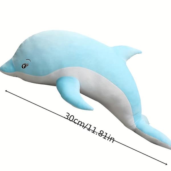 Delfin docka sover på säng flicka docka barn present plyschleksak (blå)
