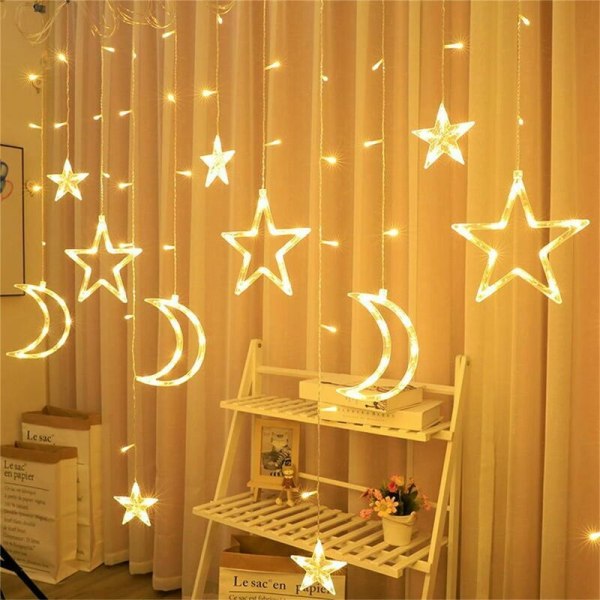 LED ljusridå för fönster - fairy lights - julbelysning - LED fairy lights - stjärngardin - GrooFoo LED fairy lights (färg)