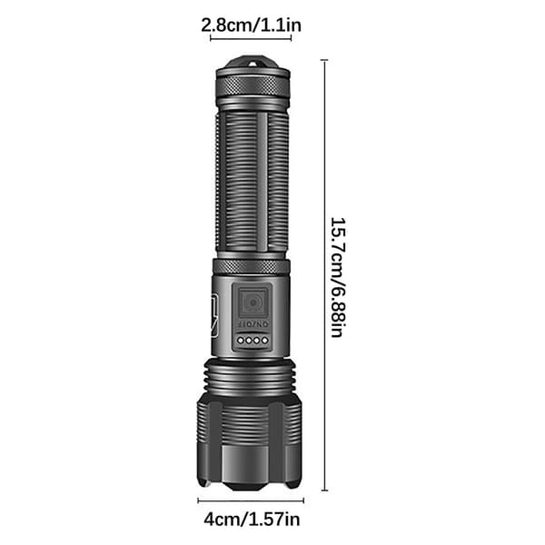 XHP50-taskulamppu, zoomaus, virtanäyttö, USB-lataus, tehokas taskulamppu（E）