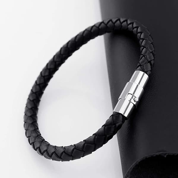 Par Armband, Mode Läder Rep Flätad Spänne Armband Bangle Wrap Smycken Present