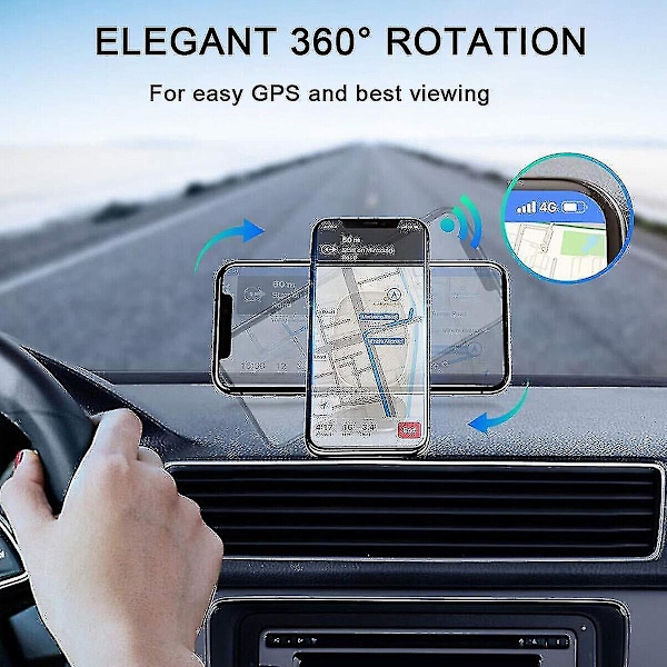 Magnetisk telefonholder til bilmontering, instrumentbræt, mobil, 360 graders roterende, universel (grå)