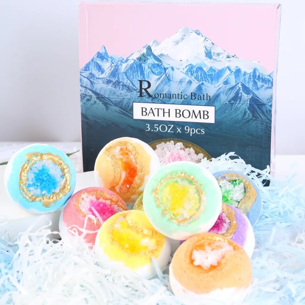 Bath Bomb Set 100g Bath Ball Sea Salt Body Cleanser Bubble Bath Spa och hem Födelsedags- och set 9-pack