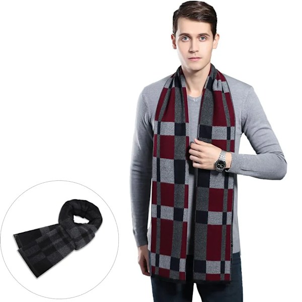 Halsduk Herr Stickad Halsduk Dam Varm Höst Vinter Halsduk, Herrhalsduk Basic Klassisk Modern Elegant Varm Lång Vinterhalsduk(3)