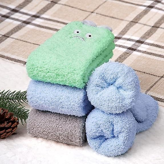 3 par bløde fuzzy sokker til kvinder - Vintervarme, fluffy, bløde hjemmesko til sovetid - Søde dyresokker - Monstre/Størrelse: One Size