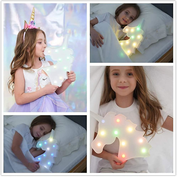 Färgföränderlig enhörning LED-skylt, enhörningsfesttillbehör, väggdekor i fantasytema, skrivbordslampa, present till barn, flickor, sovrum, födelsedag