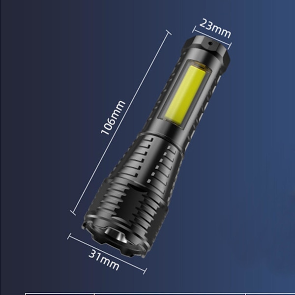 Lommelygte LED lommelygte, superlys lommelygte, zoombar, genopladelig lommelygte, kraftig håndholdt lommelygte（G）