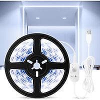 USB-sensorlyslist, fleksibel stripelys, vanntett LED-lyslist, dekorativ lyslist, USB-sensorlys, 5 m, 6500 K kald hvit