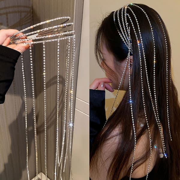Full Rhinestone Hodebånd Hårbøyle Hårkjede Hodeplagg Dusker Til Uformell Daglig