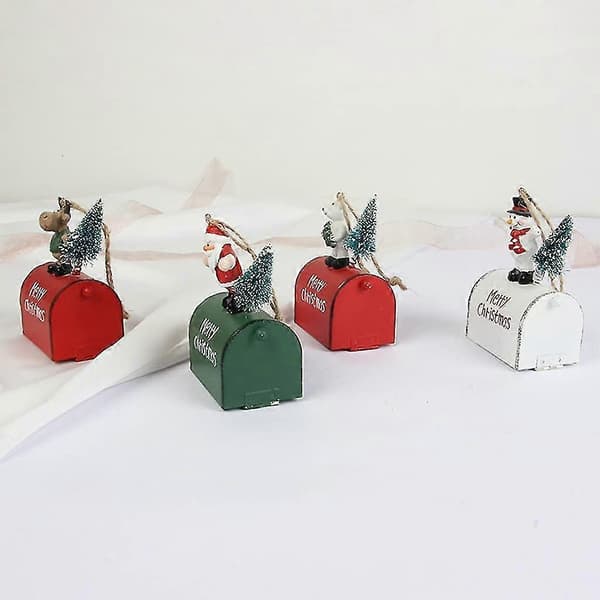 Juldekoration brevlåda med tomte, snögubbe och ren
