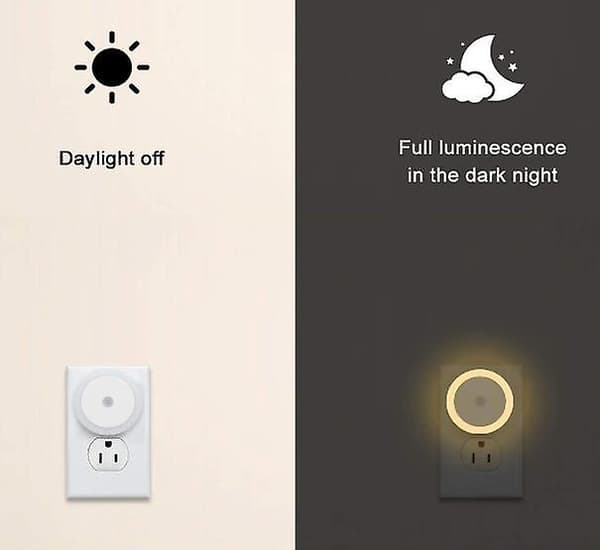 Dww-sæt med 6 natlamper, natlampe med lyssensor, LED-natlampe, varmt lys
