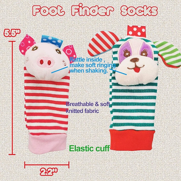 Armbandsskakra & Fotfinnare-strumpor 8 st Barnleksaker Present till Spädbarn Pojke Flicka