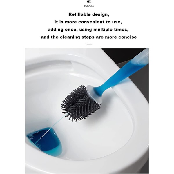 Täytettävä silikoninen WC-harja kylpyhuoneen seinälle kiinnitettävä WC-harja ja pidike Ei kuollutta kulmaa Kylpyhuoneen puhdistusharjat Imeytyvä WC-harja