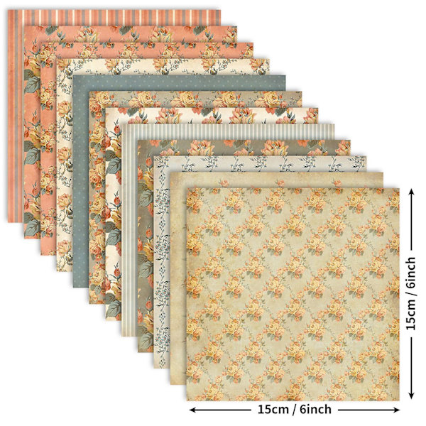 12 ark/förpackning nytt material papper handkonto dekorativt papper diy mönster bakgrundspapper blommönster kortpapper