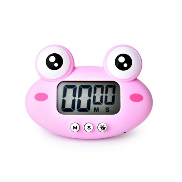 Justup Nedräkningstimer Digital Kök Timer Med Magnetisk Lcd Stor Skärm Visuell Klocka Hängbar Alarmklocka --- Rosa Groda