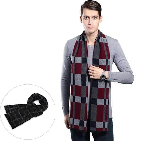 Halsduk Herr Stickad Halsduk Dam Varm Höst Vinter Halsduk, Herrhalsduk Basic Klassisk Modern Elegant Varm Lång Vinterhalsduk(6)