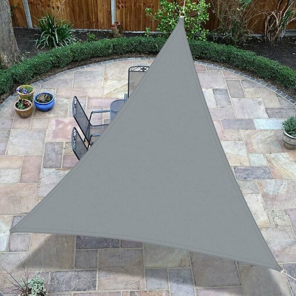 Triangulär markis 3 x 3 x 3 m skärmduk UV-skydd för uteplats trädgård - grå
