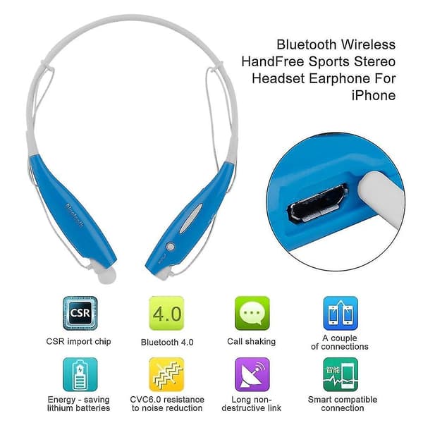 Bluetooth trådlösa handsfree sport stereo headset hörlurar för iPhone