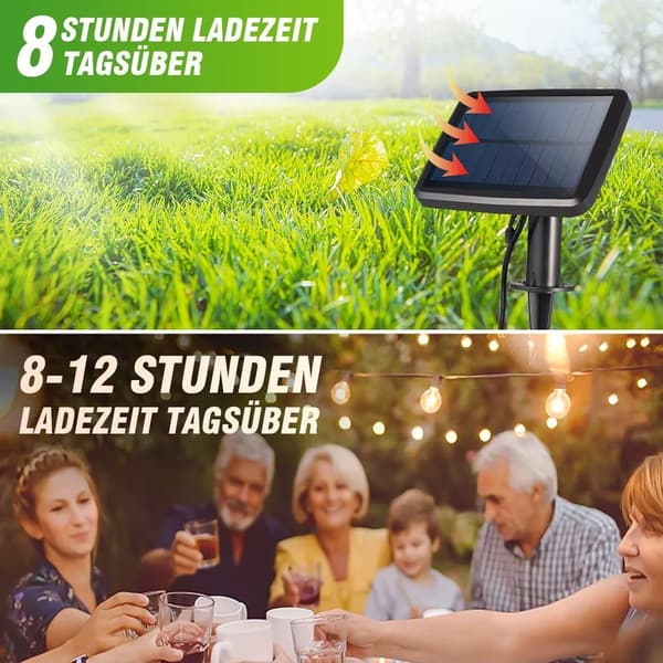 6,1M lyskæde med 12 pærer, G40 lyskæde