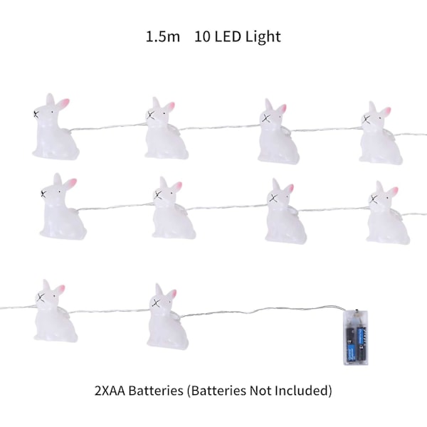 Fe-ljus, påskhare-ljus - 10 LED varmvita fe-ljus, för påskvår inomhusfest