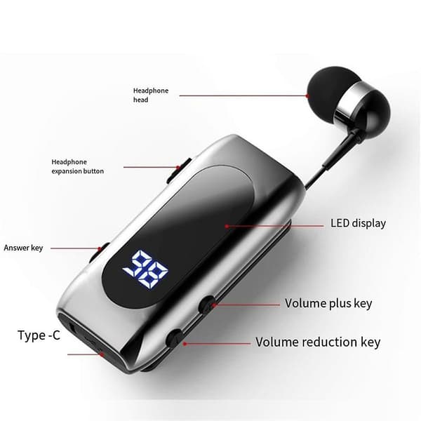 K55 Lavalier trådløst headset digitalt display vanntett forretningskabel in-ear ultra Bluetooth headset,C（gull）