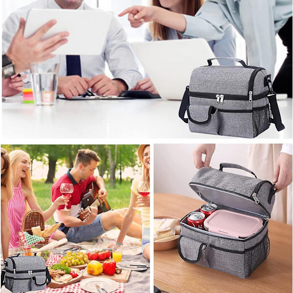 Isolerad lunchväska för vuxna/män/kvinnor/barn, vattentät och läckagesäker mjuk kylväska