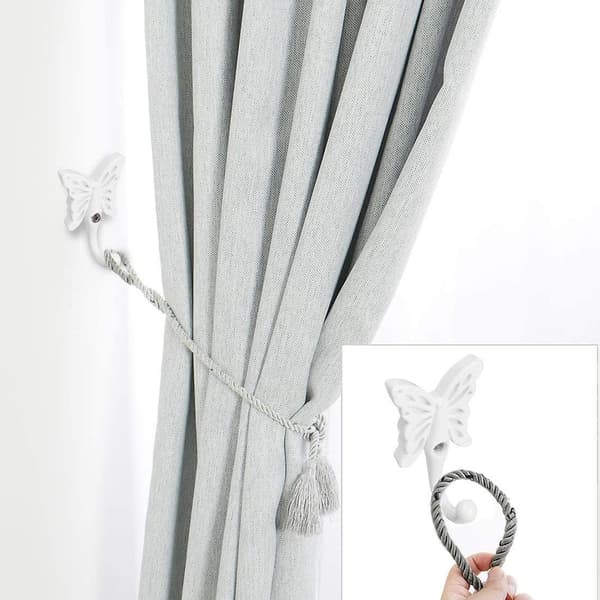 6 stk. vægmonterede knager i zinklegering, sommerfugleformede DIY-kroge, hvide