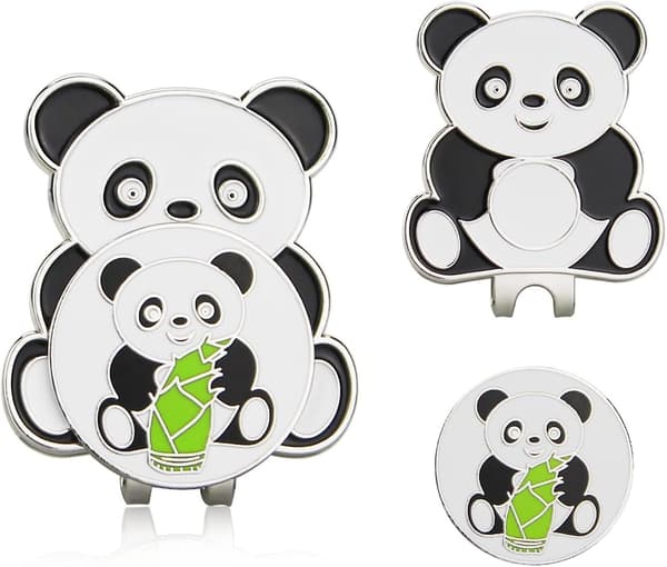 Dww-2stk-Golfballmarkører Panda W Style Golfballmarkør Magnetisk Golfhatt Klips Legering Golf Cap Klips